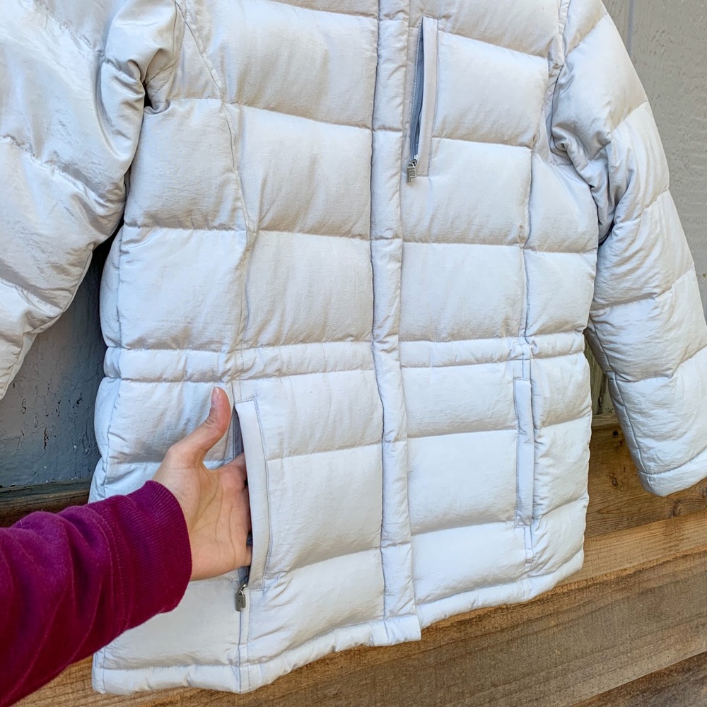 Ralph Lauren white gray insulated winter down snap zip closure puffer jacket - Picture 6 of 16